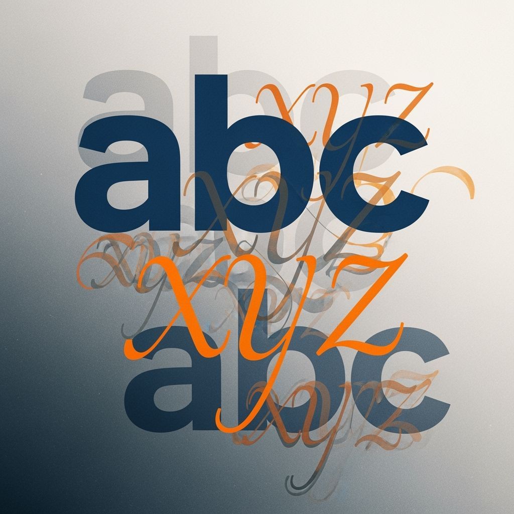Abstract Typography Art: Blue ABC and Orange XYZ Letters
