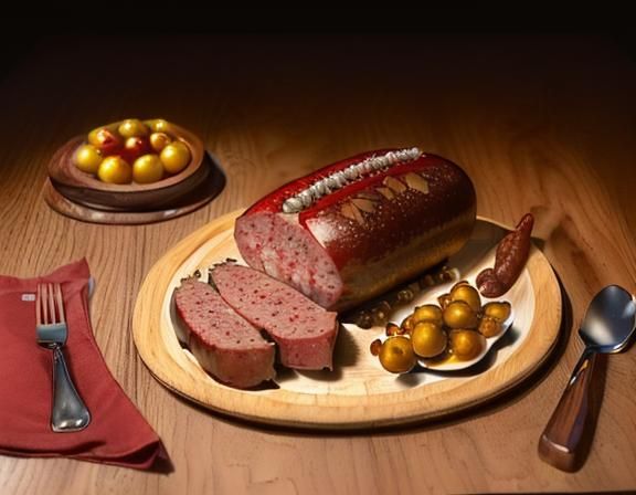 Still Life of Blood and Tongue Loaf Sausage