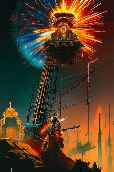 Fiery Steampunk Guitar Explosion