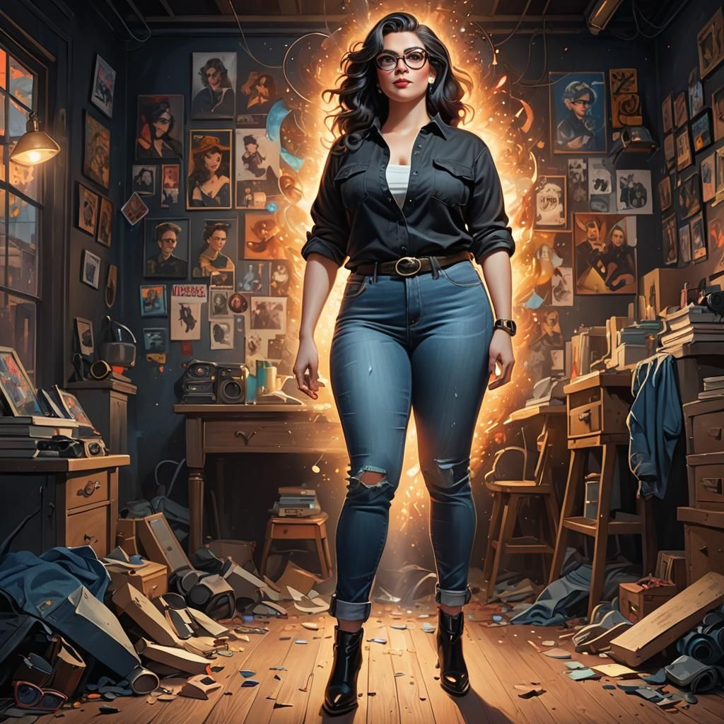 Curvy Woman Portrait in Comic Book Style