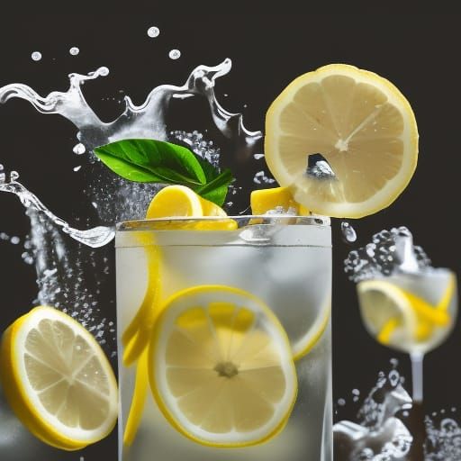 Refreshing Lemonade Ad with Splashing Ice Cubes