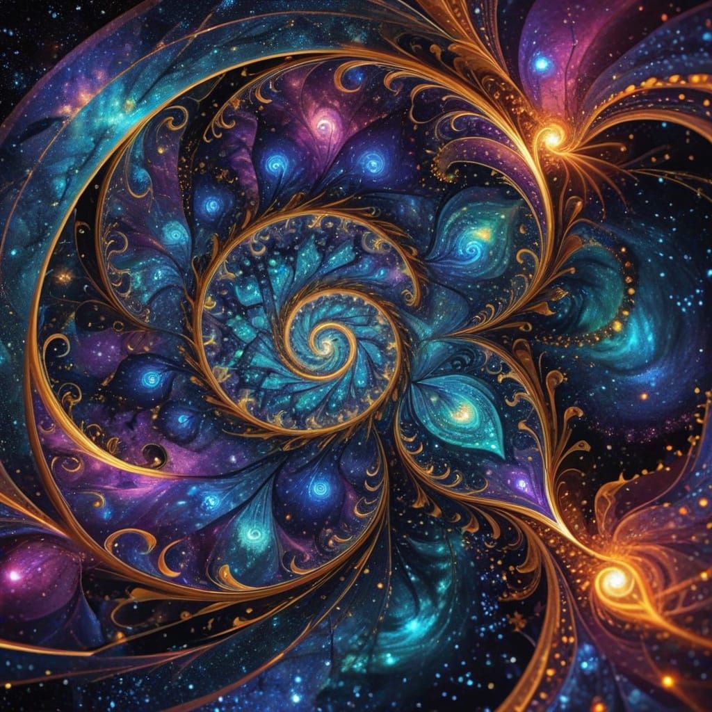 Vibrant Celestial Fractal Art