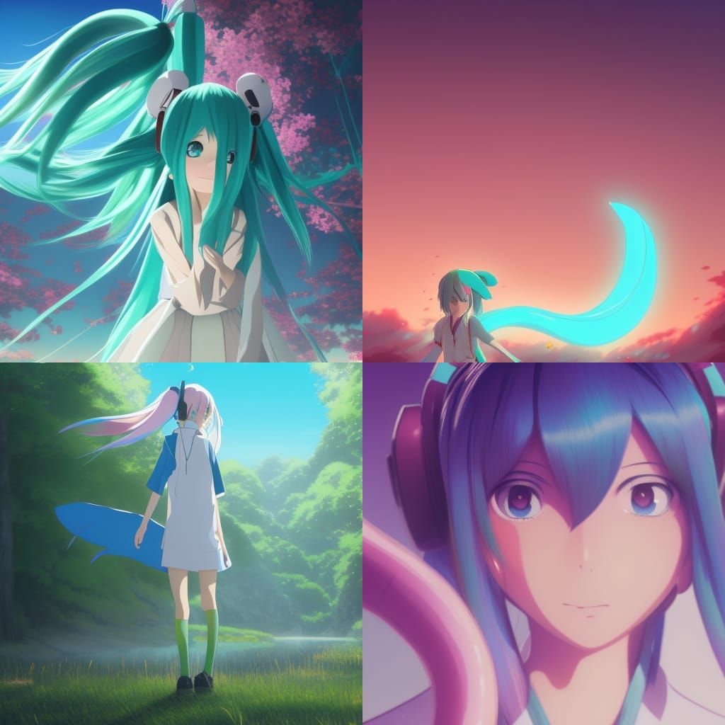 Hatsune Miku in Studio Ghibli Anime Style