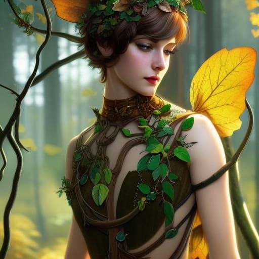 Mushroom Fairy Portrait in Detailed Digital Art Style