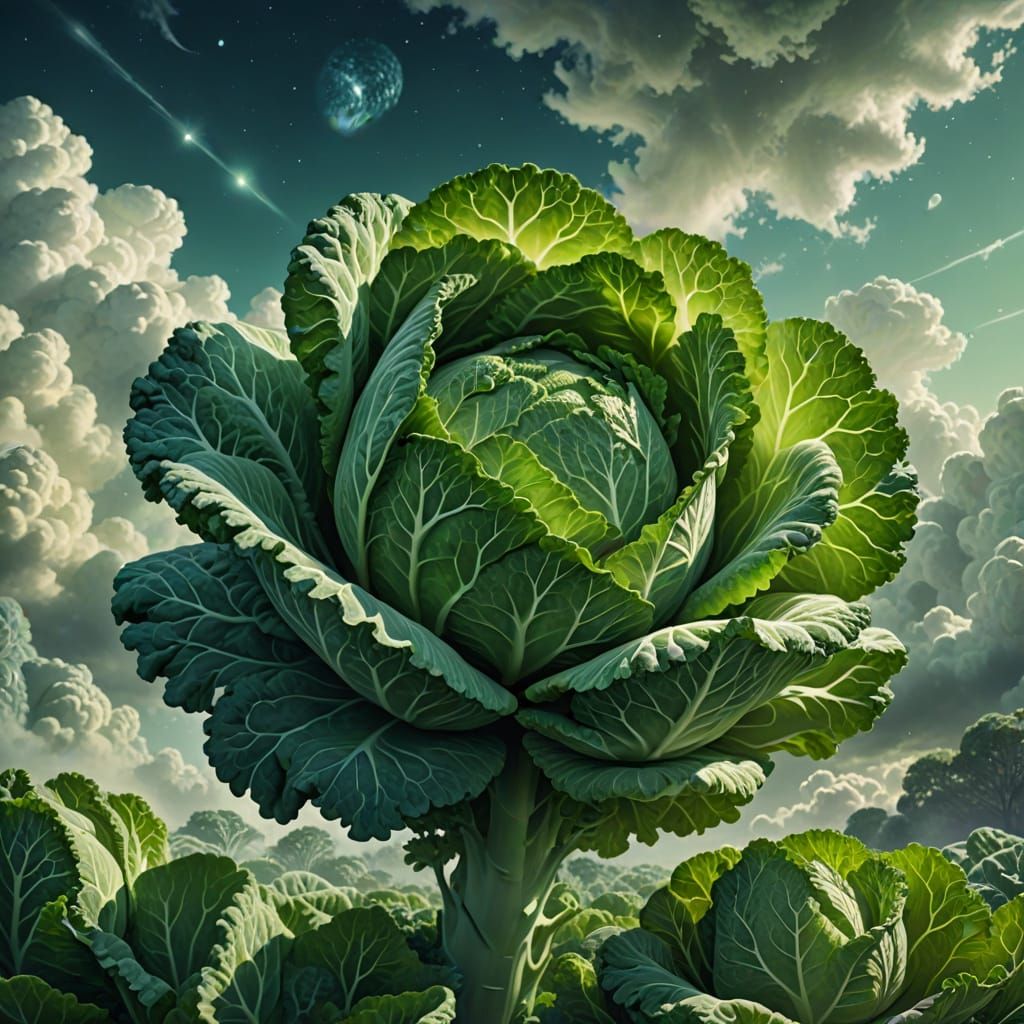 Savoy cabbage in the sky