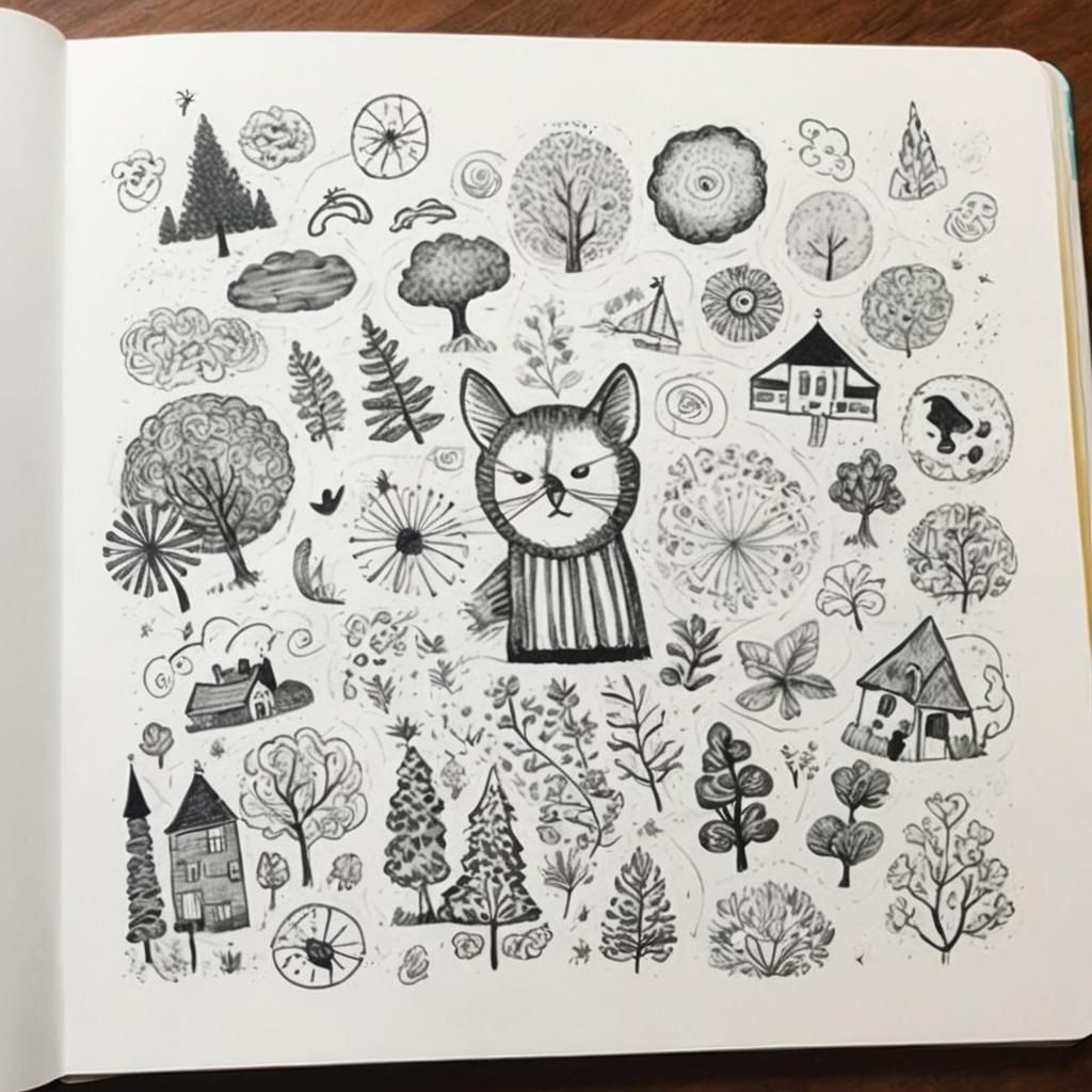 Whimsical Doodle World in Watercolor Style