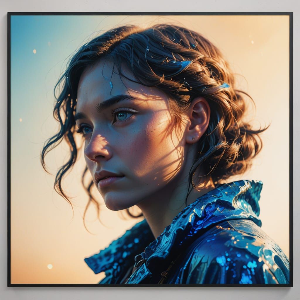 Person Contemplates Cerulean and Cobalt Hues