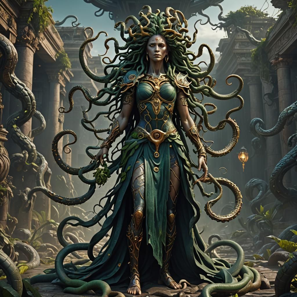 Detailed Matte Painting of Medusa in 8K