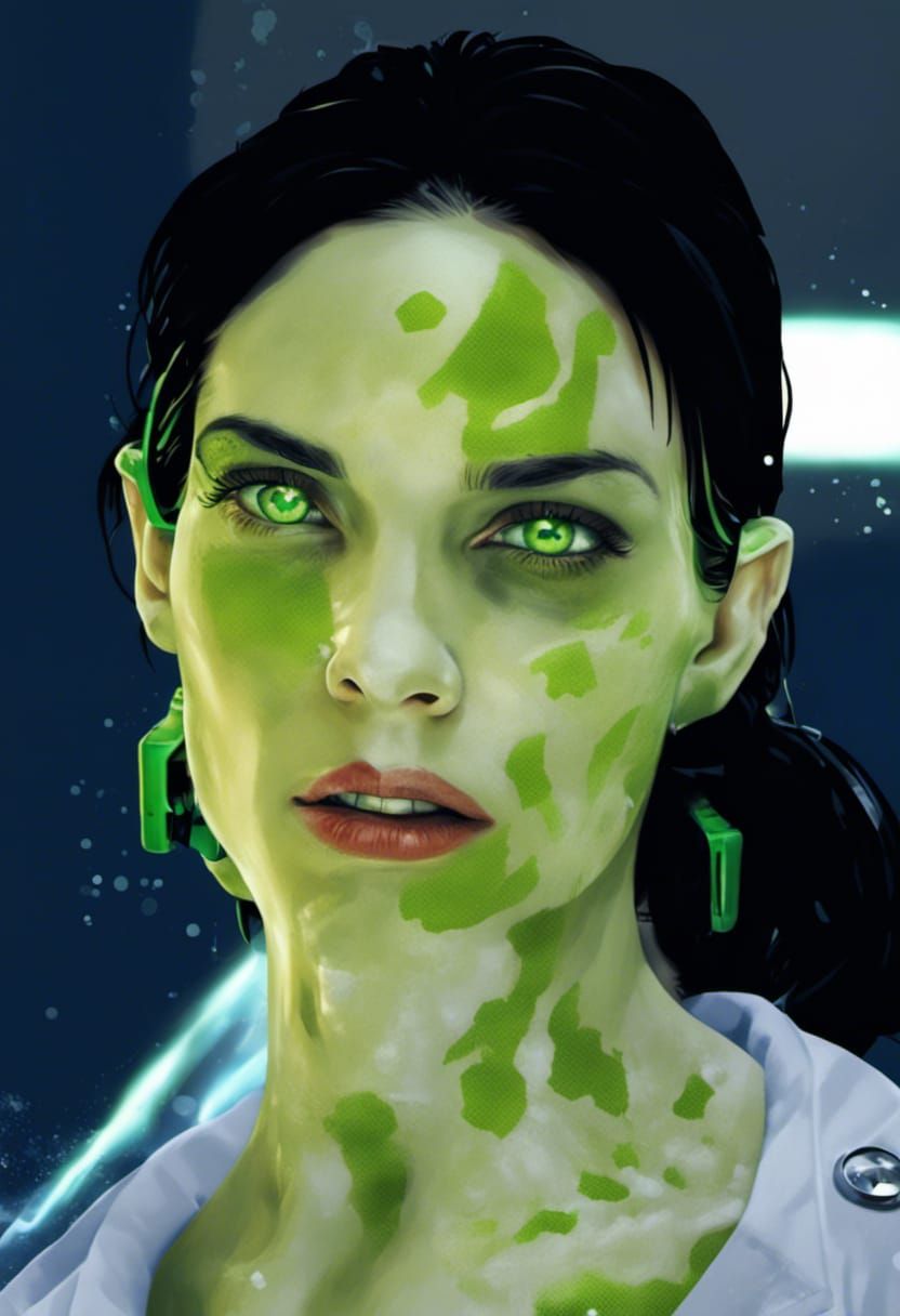 Sci-Fi Doctor with Green Skin in Pop Art Style