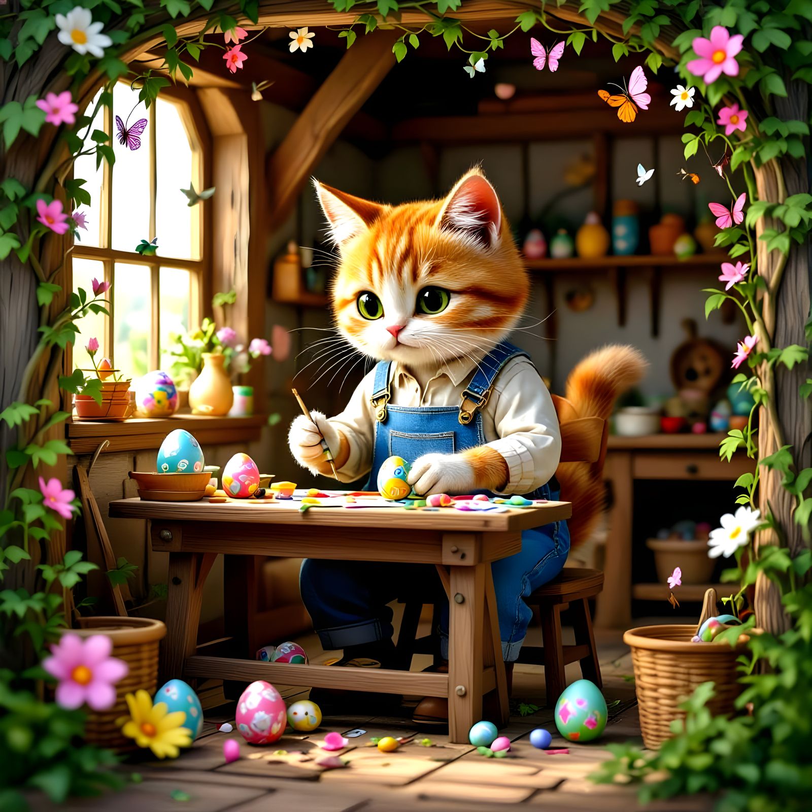 Surreal Easter Workshop Scene in Rackham Style