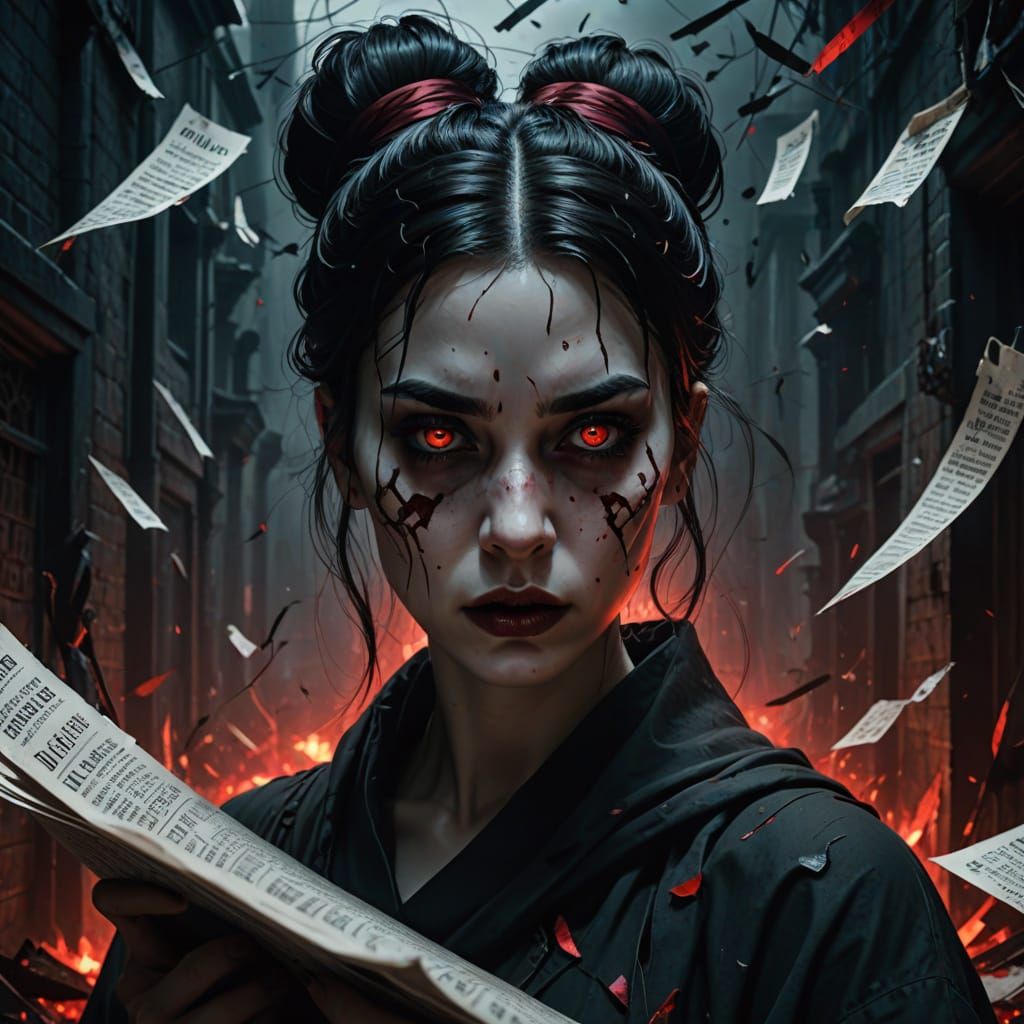 Surreal Gothic Goddess Emerges from Shattered Textures