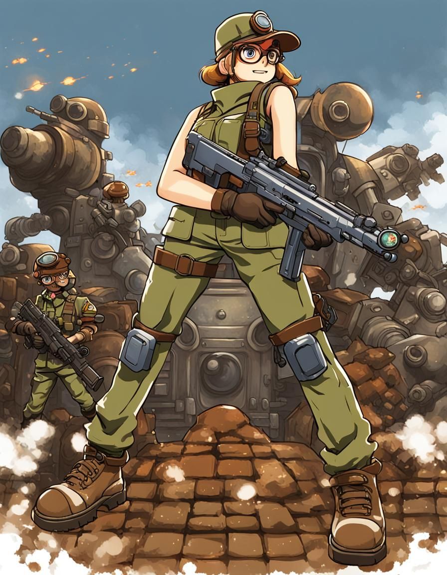 Fio Germi in Intense Metal Slug Battle Scene