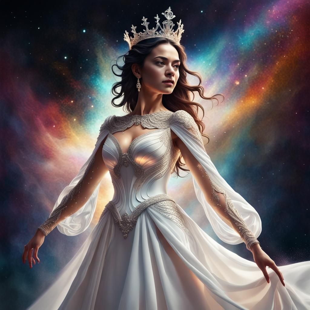 Queen Silhouette in the Universe: Hyperrealistic Art