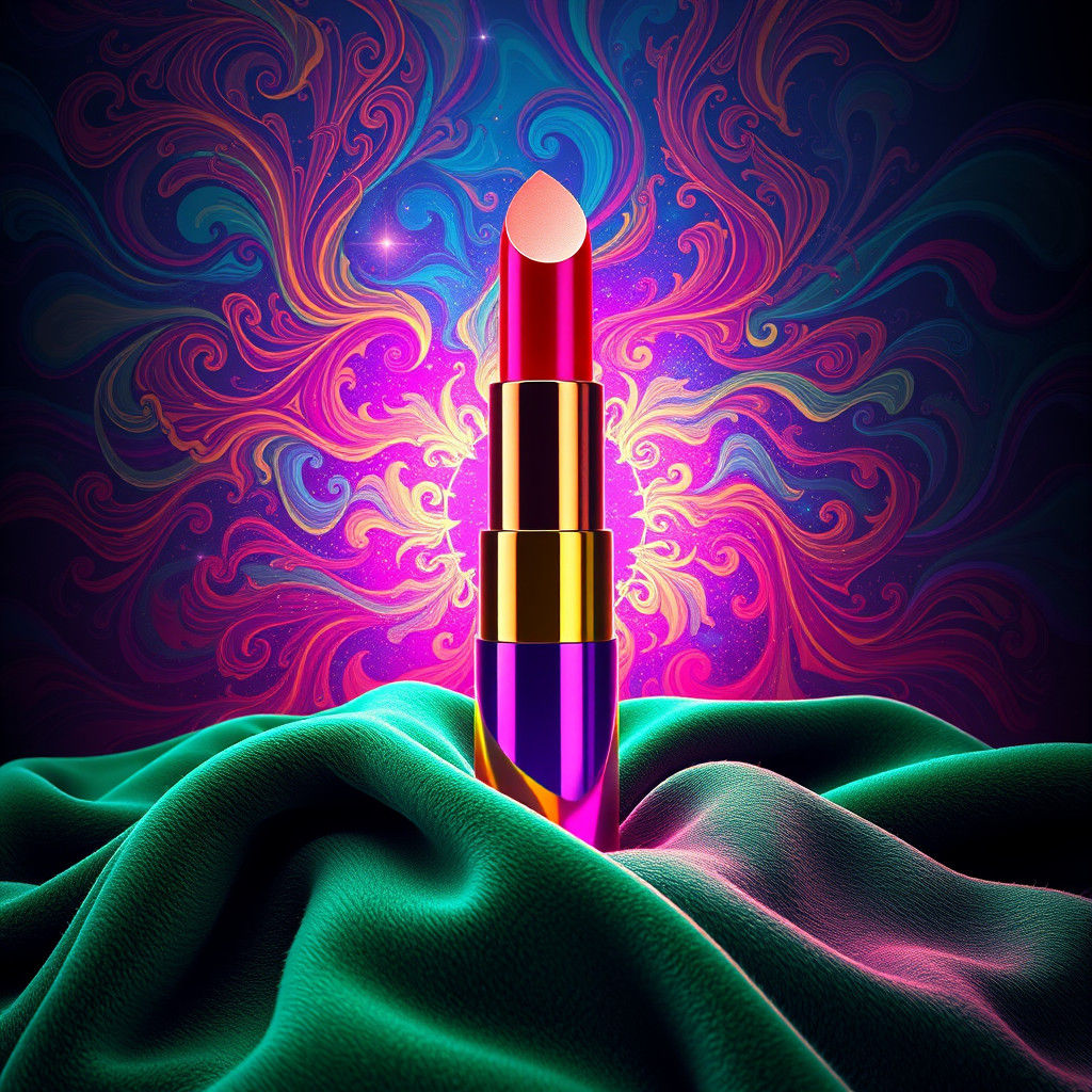 Rainbow Lipstick Dreamscape in Art Deco Style