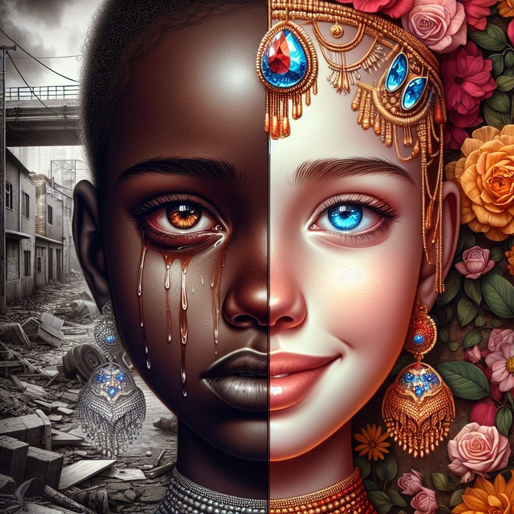 Contrasting Realities: A Divided Portrait