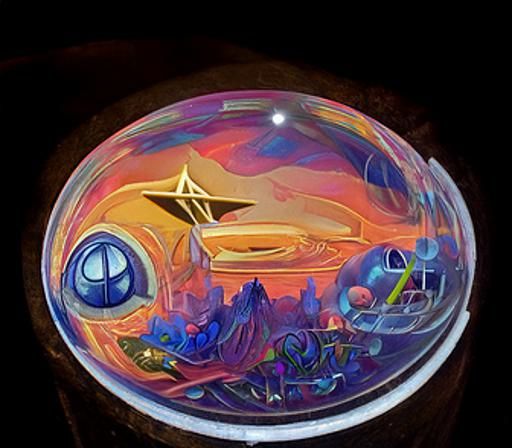 Psychedelic Spaceship Orb: Cosmic Digital Illustration