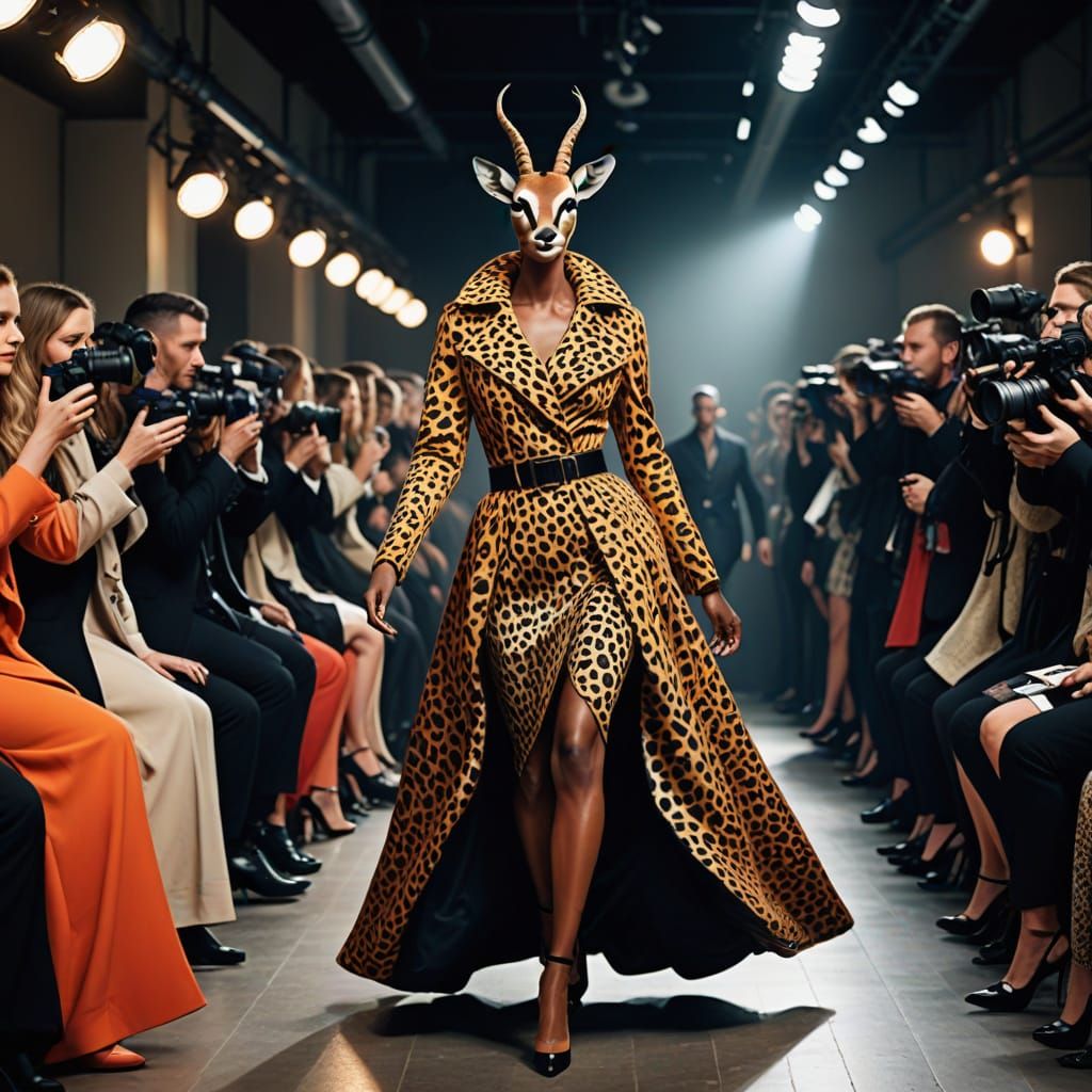 Glamorous Gazelle Struts Down Haute Couture Catwalk