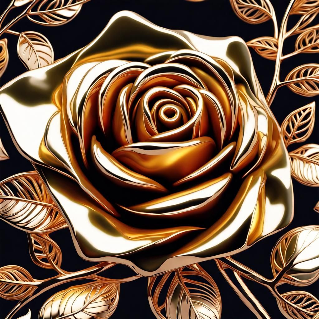 Brilliant Golden Rose with Intricate Details
