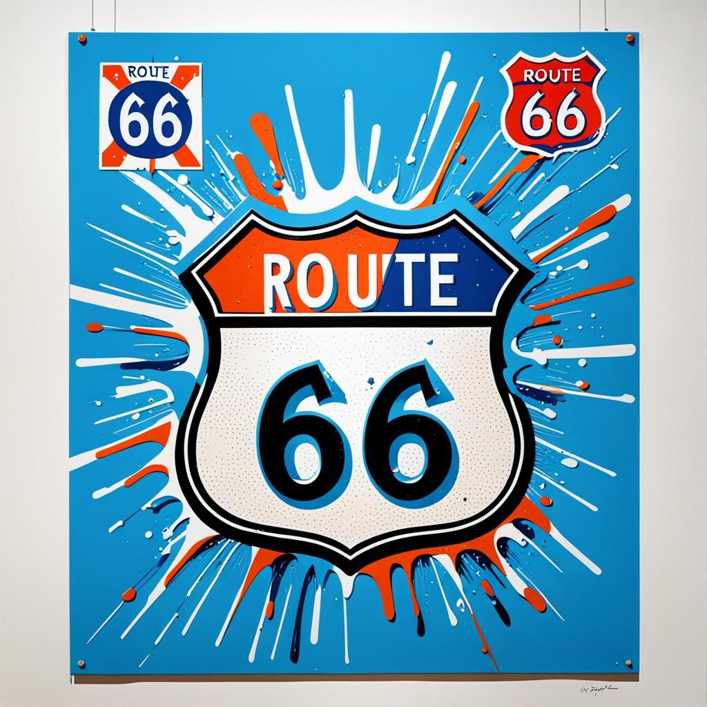 Route 66 Sign in Pop Art Style