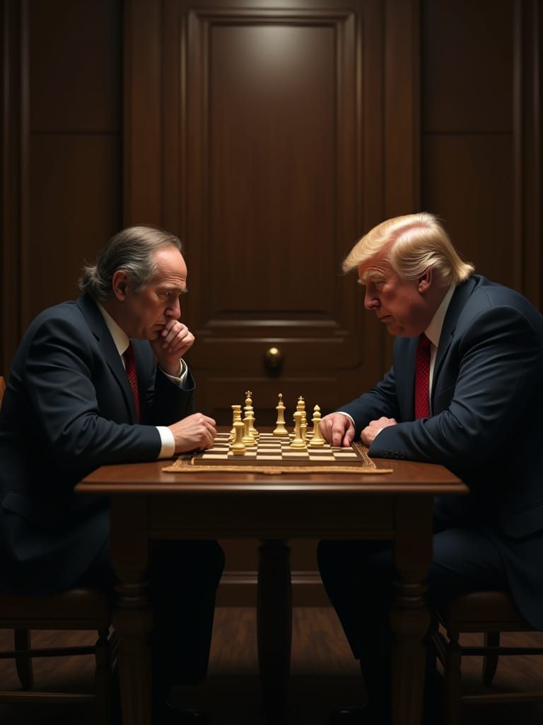 Chess Showdown: Fischer vs. Trump in Digital Art