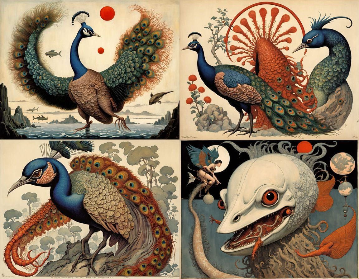 Mythical Hybrid Creature in Ukiyo-e Japanese Style
