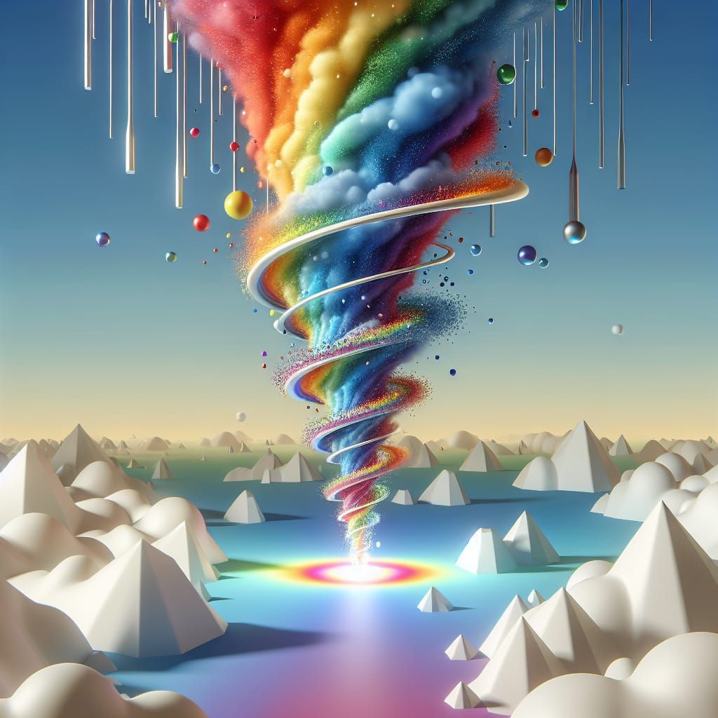 Rainbow Tornado Touches Down in Dreamy Landscape