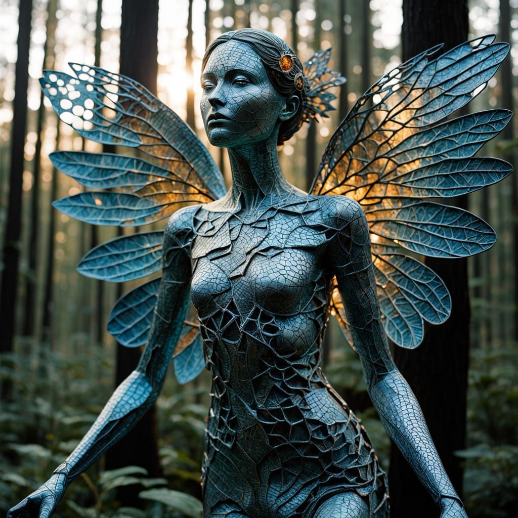 Women with Majestic Wings Rise from the Forest Floor in a Su...