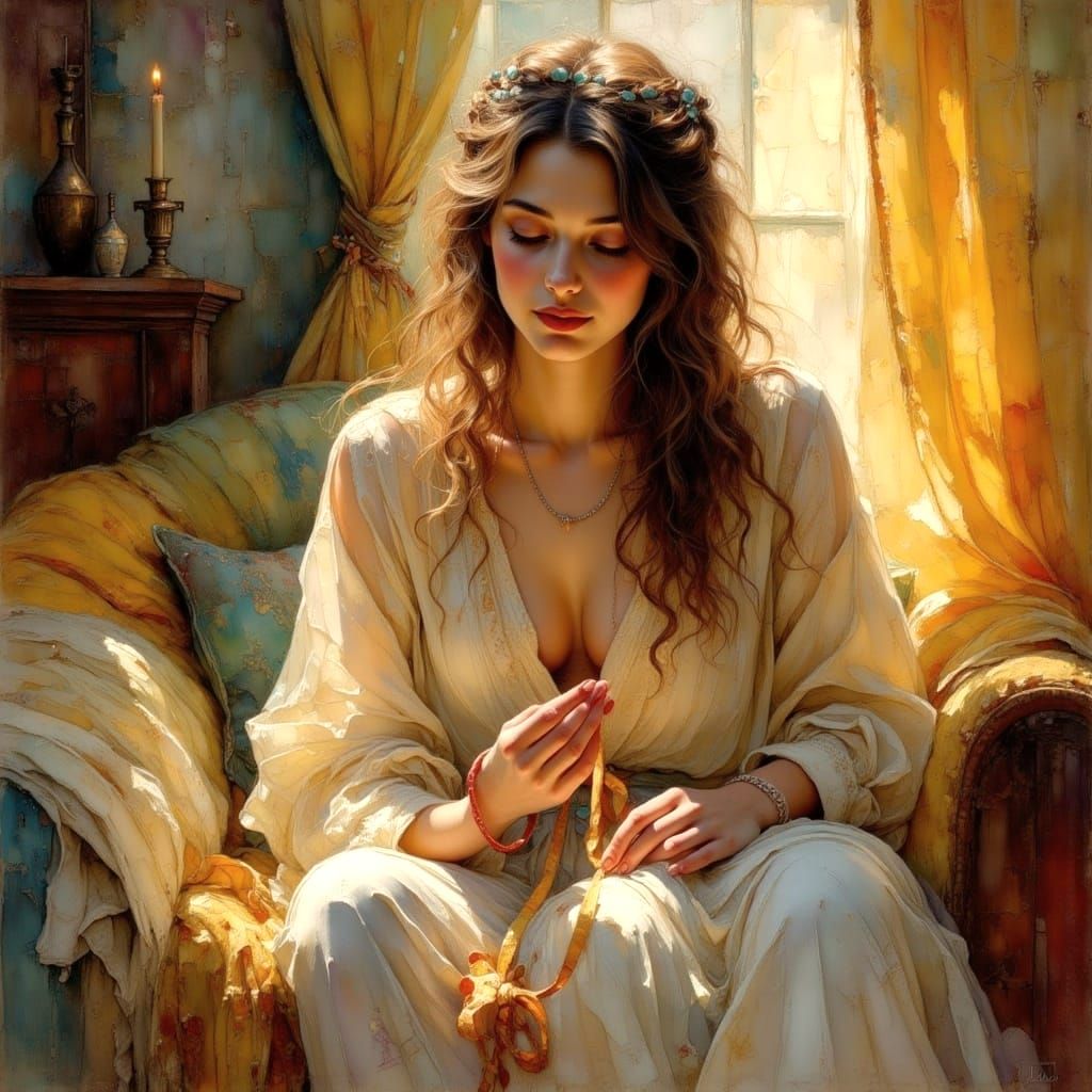 Textured Impasto Oil Painting with Pastel Colors