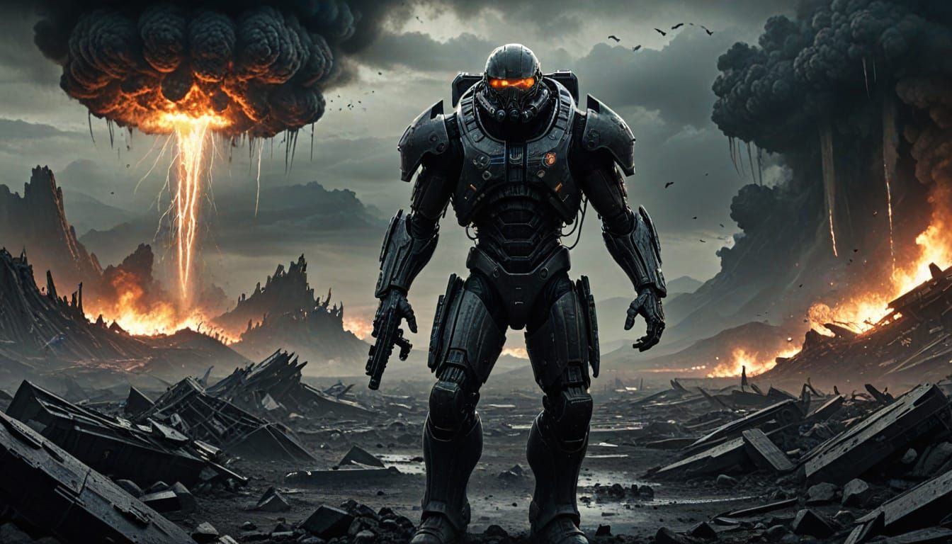 Gritty Alien Battlefield in Dark, Gritty Digital Art