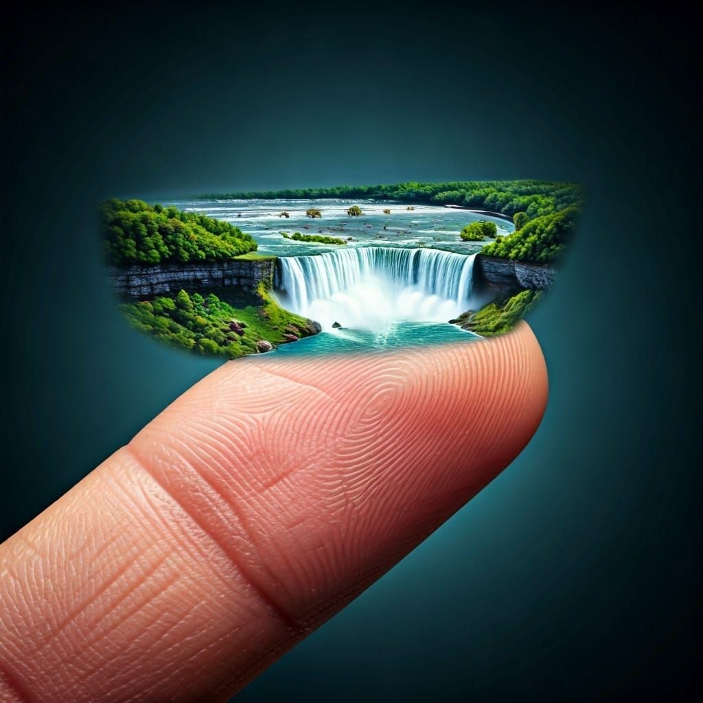 Microscopic Niagara Falls on Human Finger