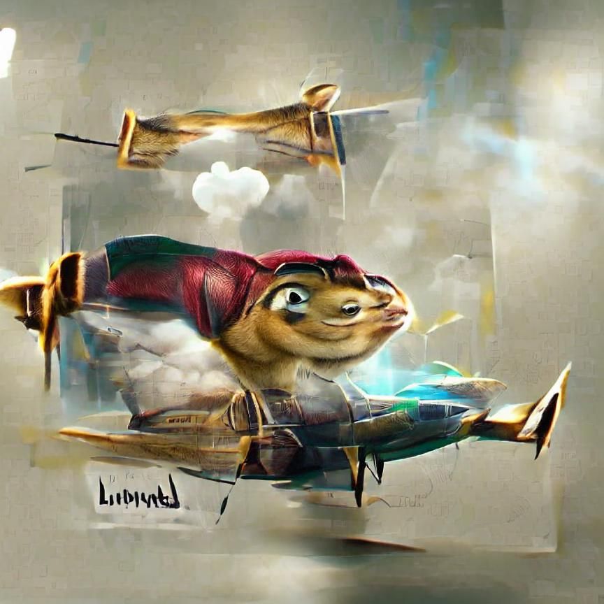 Chipmunk Artist Painting a Landscape