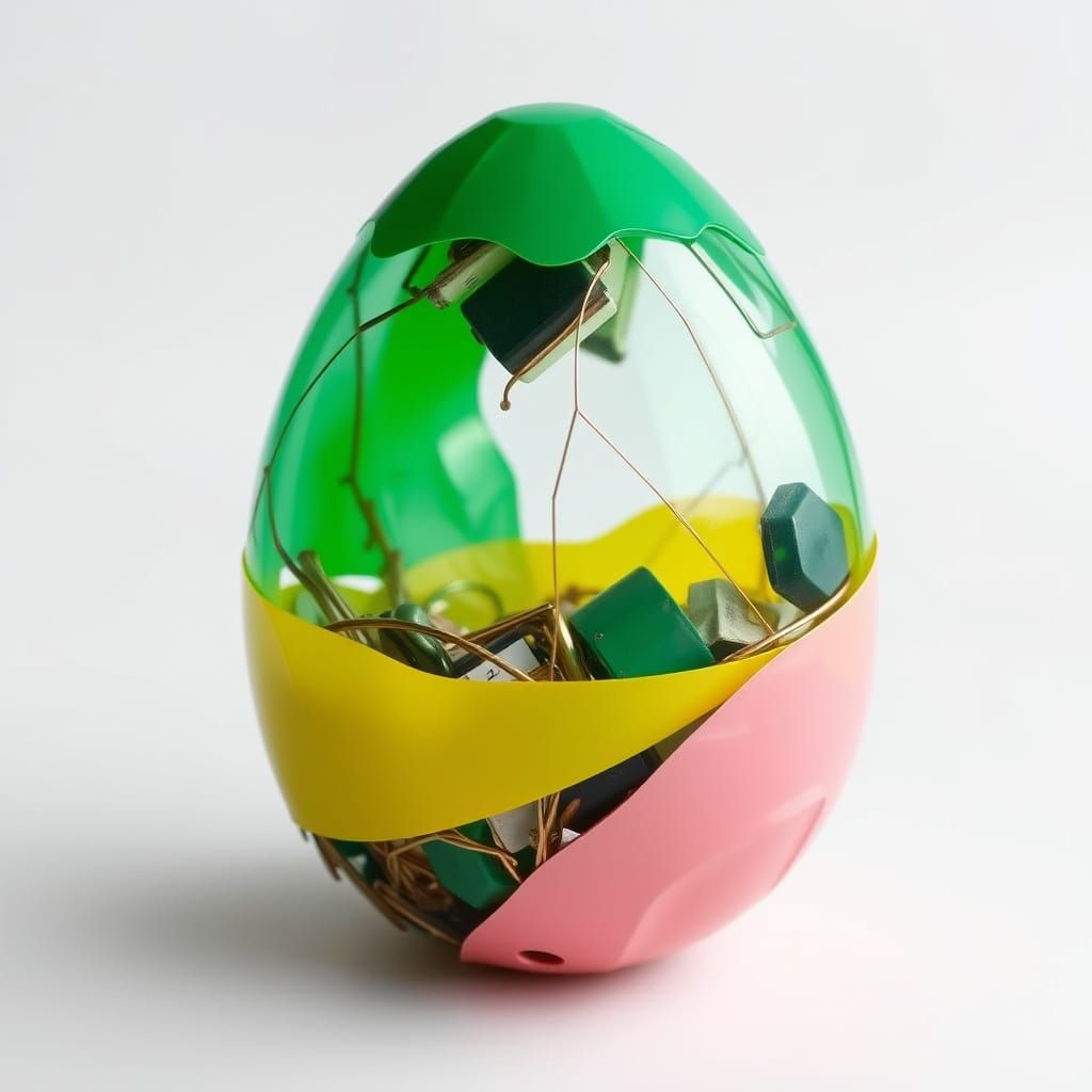 Elegant Recycled Easter Egg in Vibrant Green and Yellow Hues