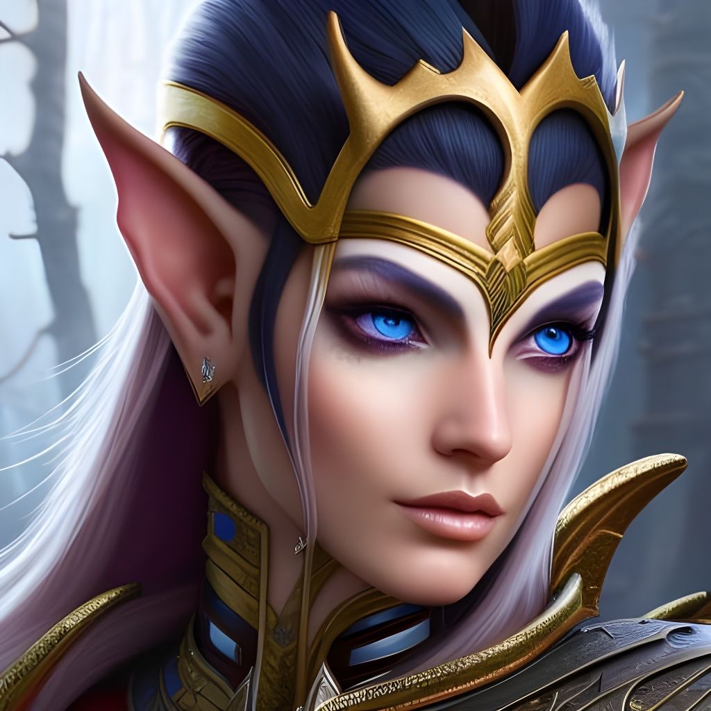 Warrior Elf Girl Portrait in Detailed Matte Painting