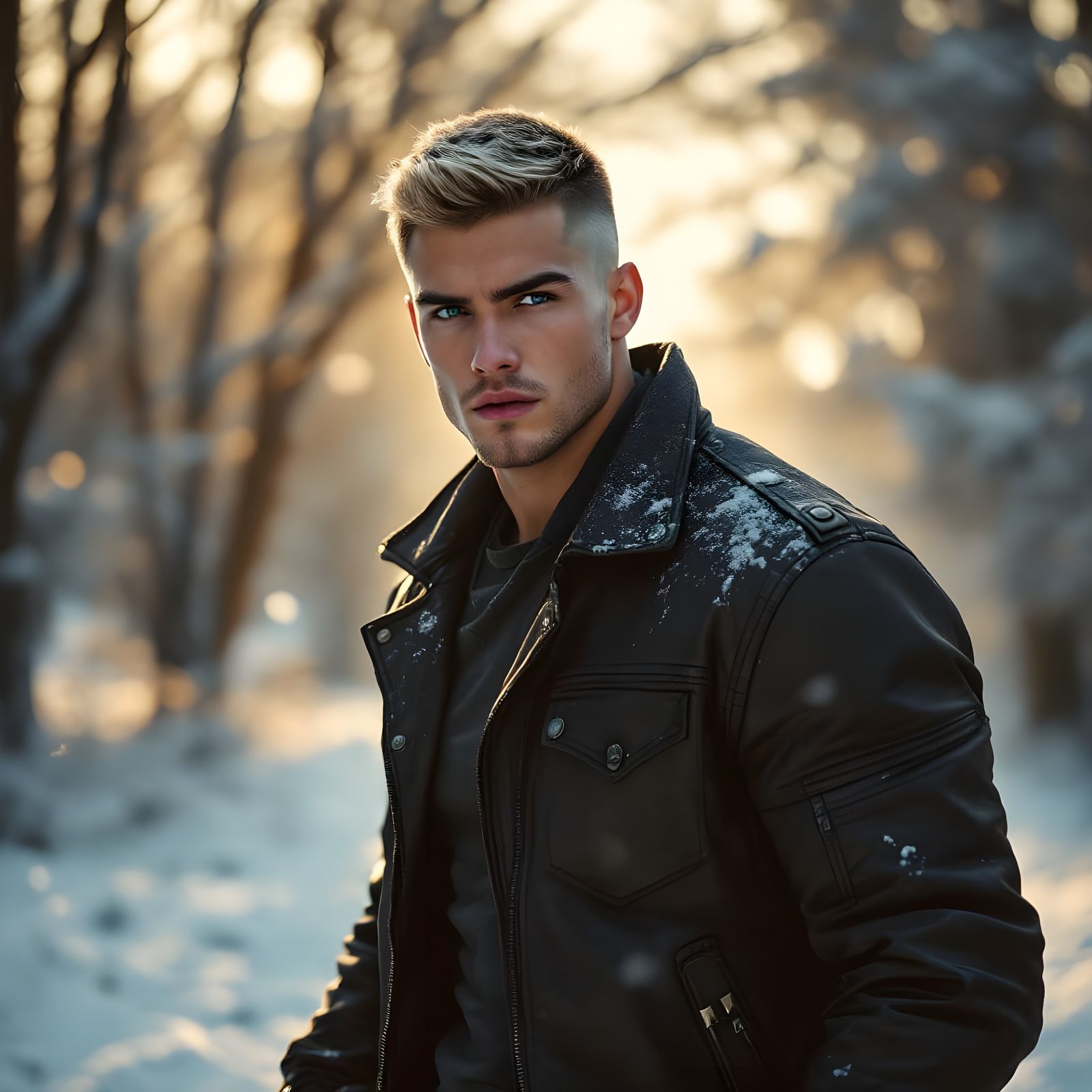 Chiseled Athlete in Winter Landscape, in Epic Cinematic Styl...