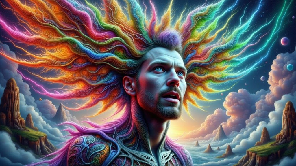 X-Ray Art: Angel with Rainbow Lightning Wings