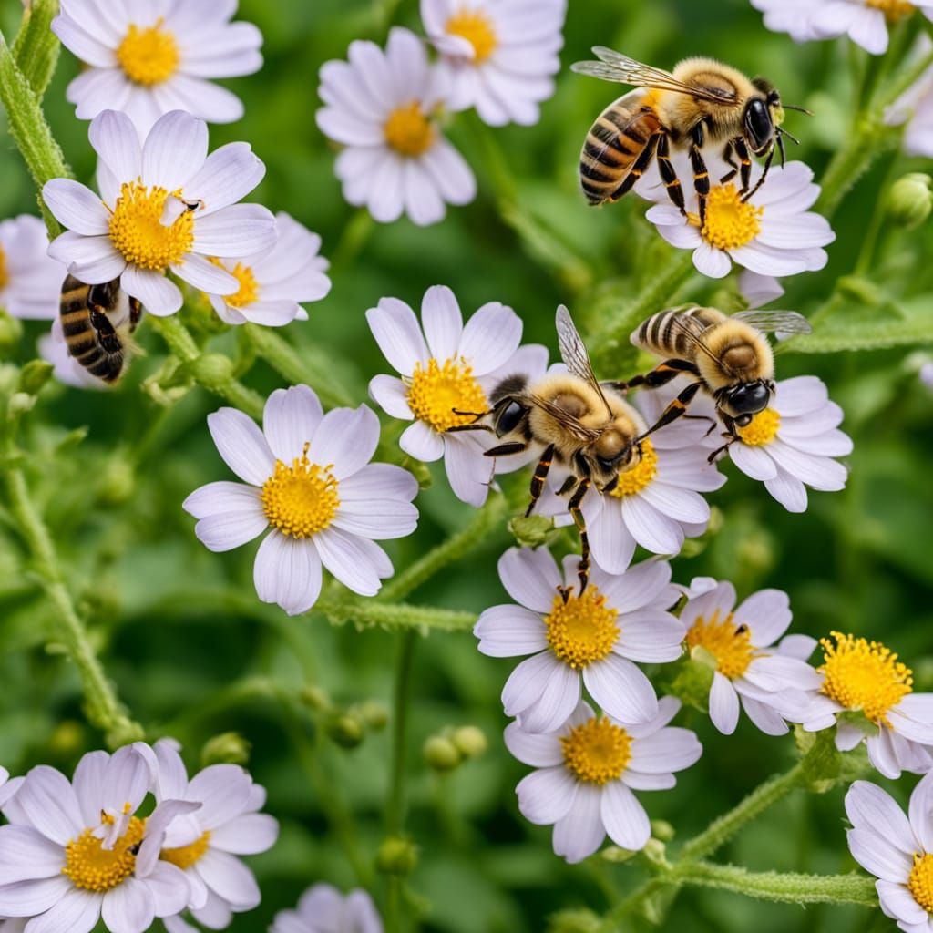 Honey Bee Made of Honey Pollinates Floral Bloom