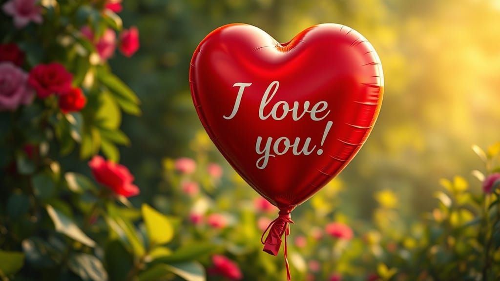 Elegant Hyperrealistic Heart Balloon in Lush Garden
