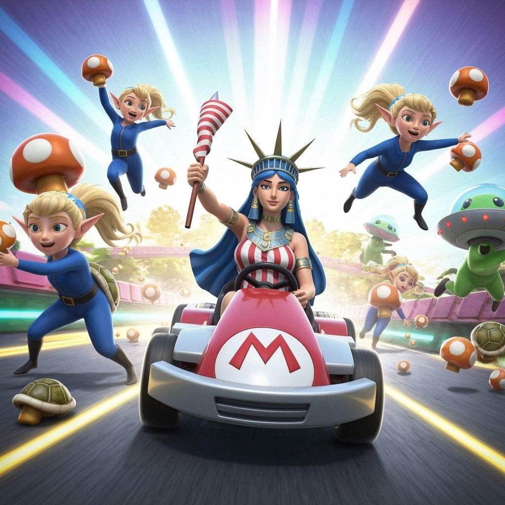 Goddess Isis Races in Polychromatic Anime Style