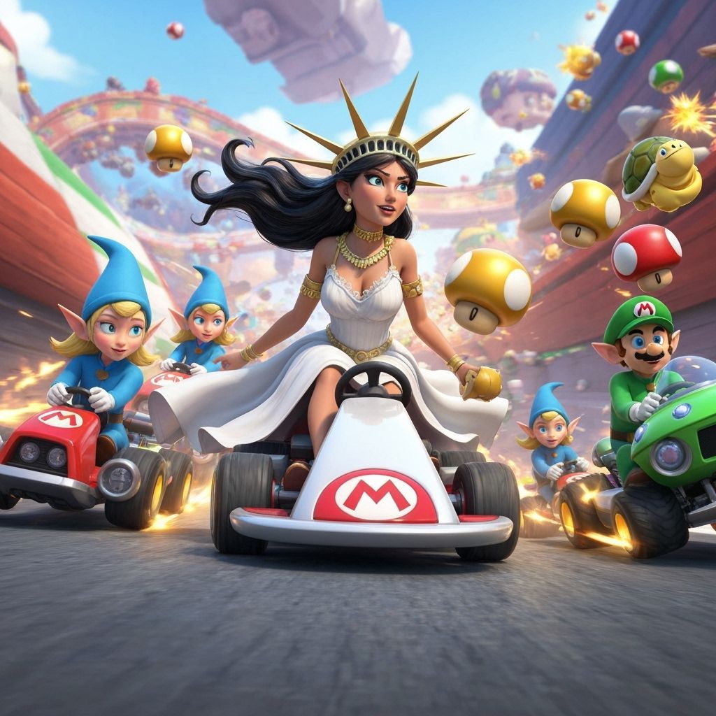 Goddess Isis Races in Mario Kart, 3D Game Art
