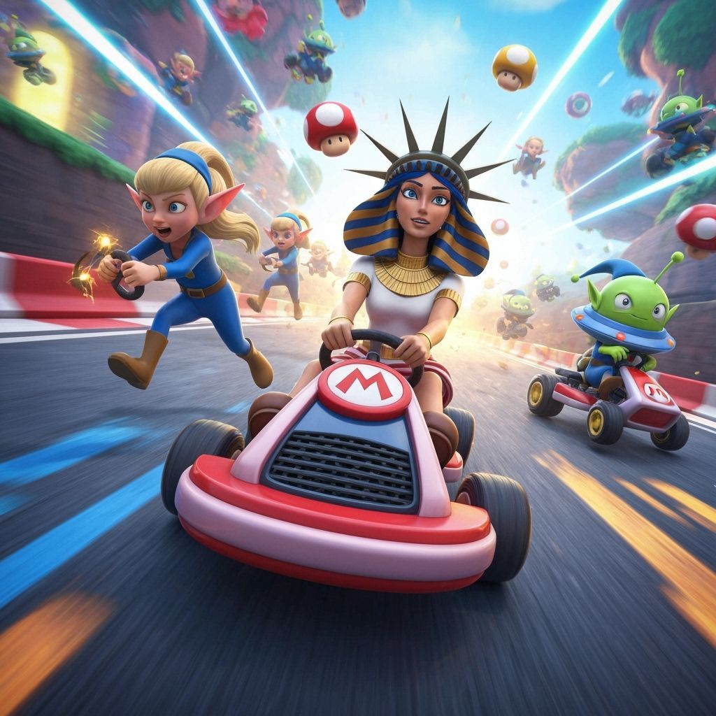 Goddess Isis Races in Mario Kart: 3D Game Art