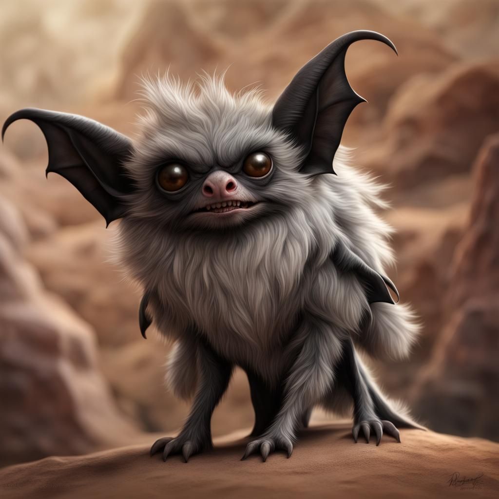 Cute Shaggy Creature in Desert Canyon