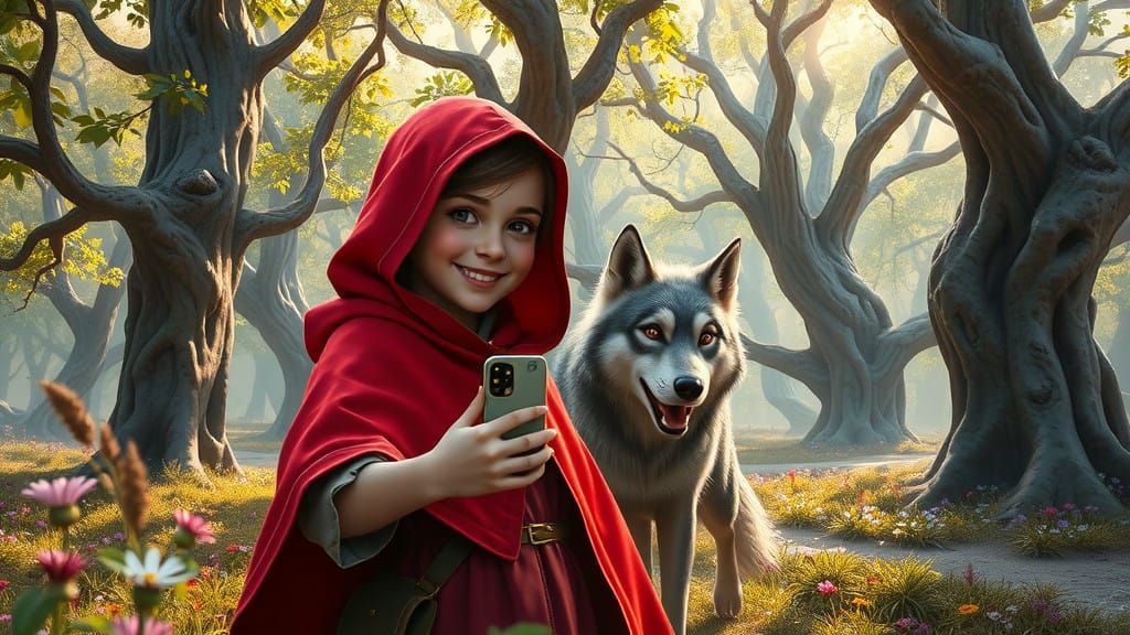 Whimsical Fairytale Forest Selfie in Concept Art Style
