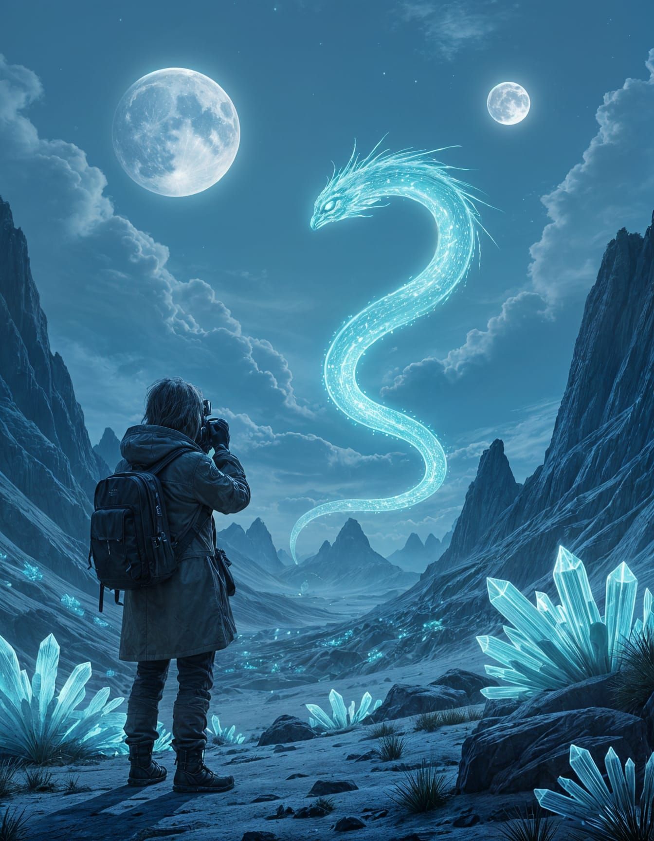 Bioluminescent Serpent on Alien Planet: Hyperrealistic Photo...
