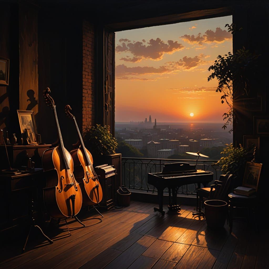 Moody Jazz Concert Oil Painting