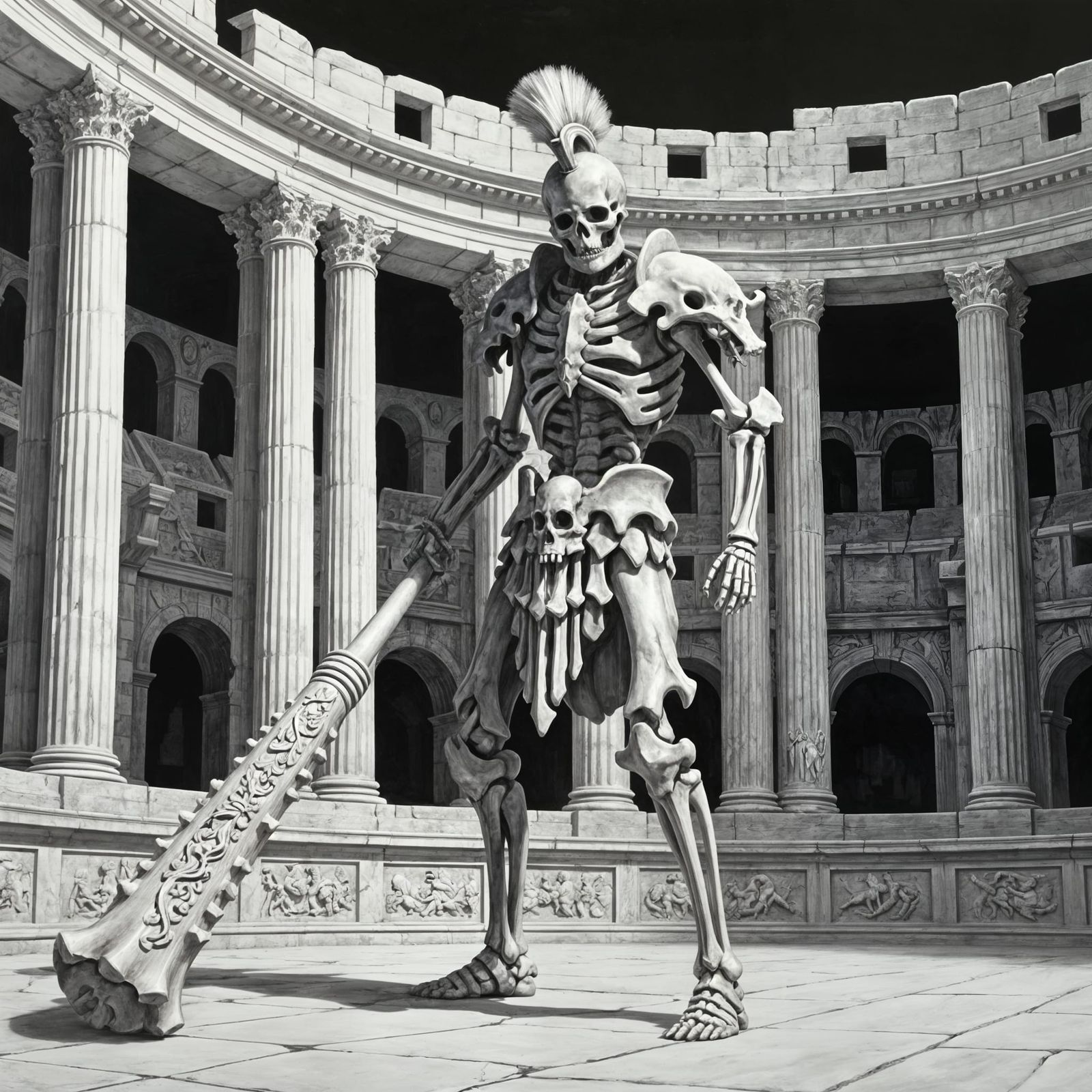 Skeletal Warrior in Bone Armor, Caravaggio Style