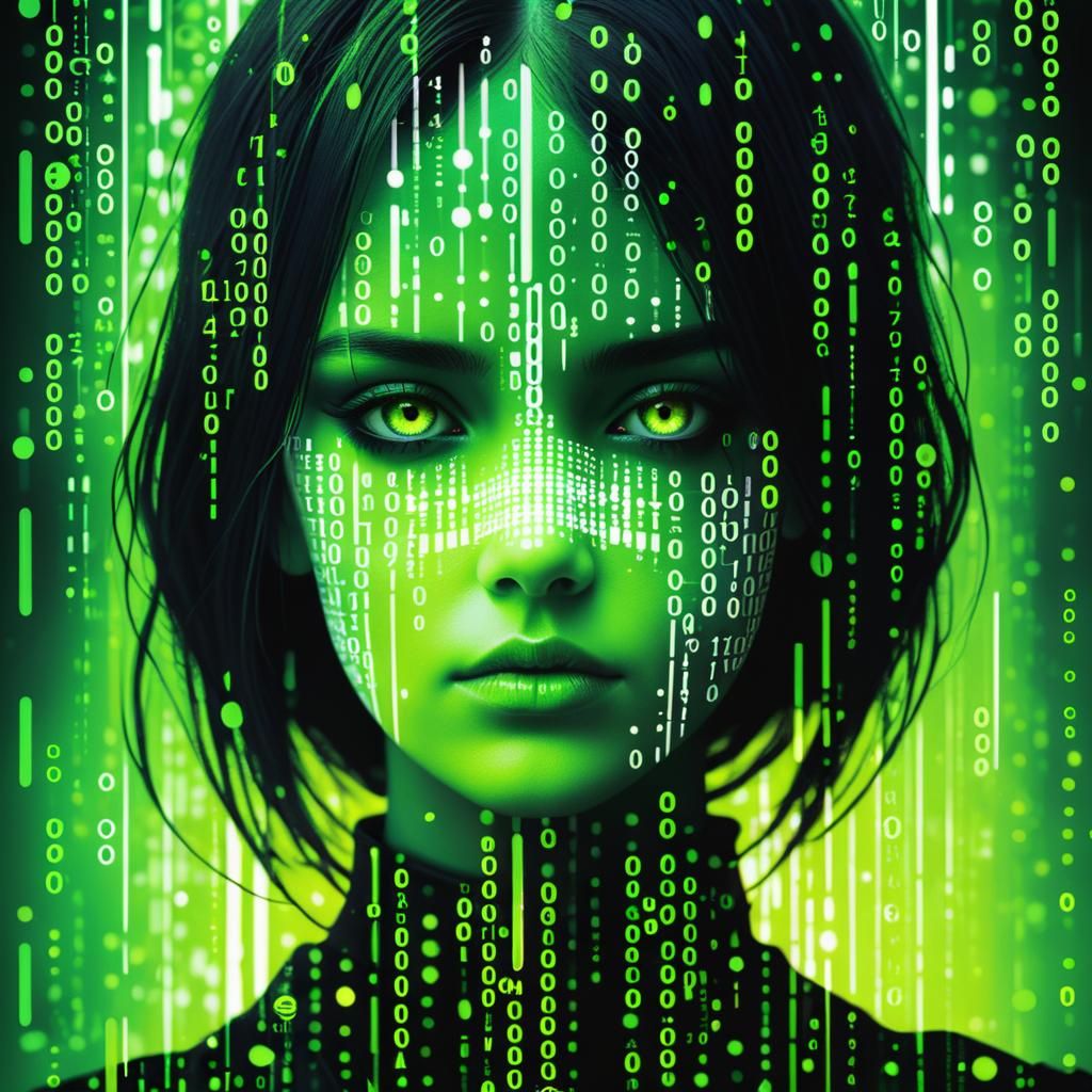 Gothic Heroine in Binary Dream Double Exposure