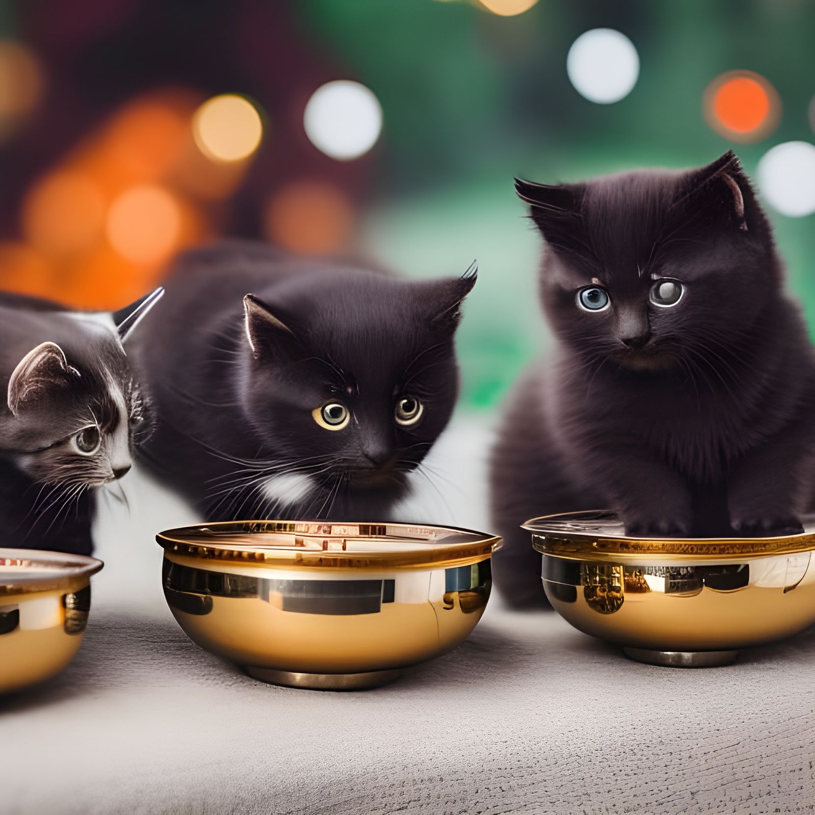 Kittens and Tibetan Singing Bowls in Natural Light