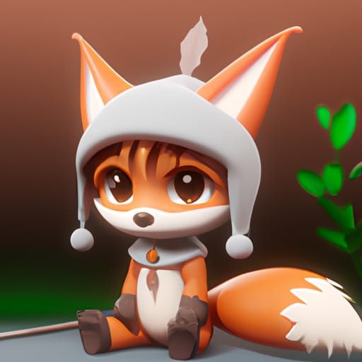 Adorable Chibified Zoroa Fox Digital Illustration