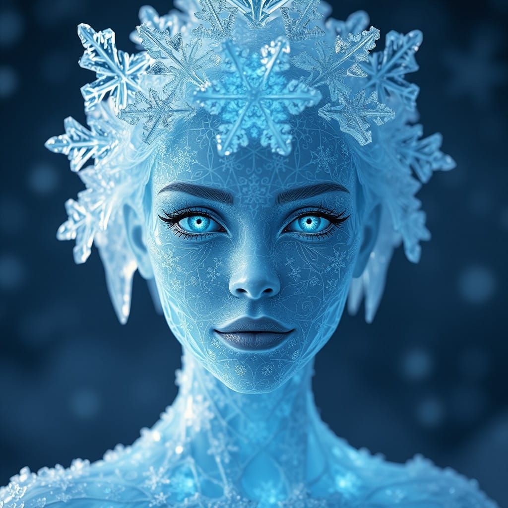 Ethereal Ice Goddess in Winter Wonderland