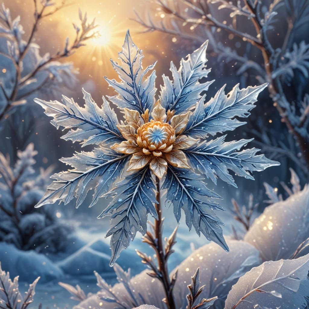 Vibrant Winter Bloom in a Frozen World